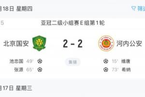 3负1平！国安亚冠二艰难战平，中超前四名在亚冠首轮合计只拿1分